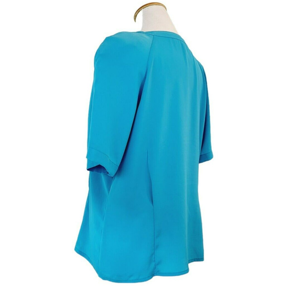 SK and Company Vintage Blue Teal 1980s Shoulder Pads VTG 80s Shirt Size 14 - Picture 6 of 16